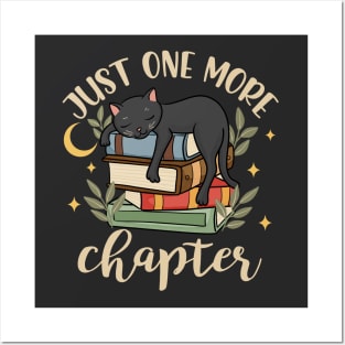 Just One More Chapter Cute Cat Book Lover Posters and Art